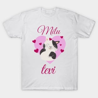 Cat I love you Valentine's Day Gift - Latvian T-Shirt